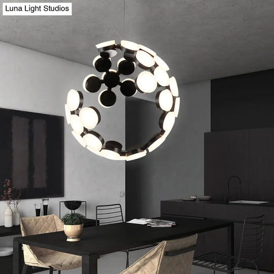 Modern Black Led Globe Chandelier Pendant Light For Dining Room - Acrylic Fixture