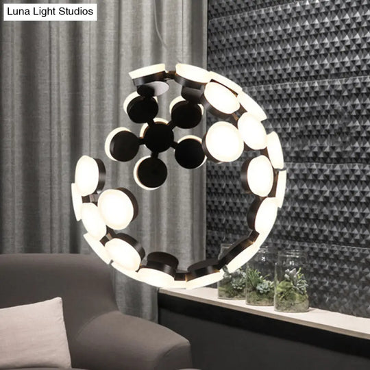 Modern Black Led Globe Chandelier Pendant Light For Dining Room - Acrylic Fixture