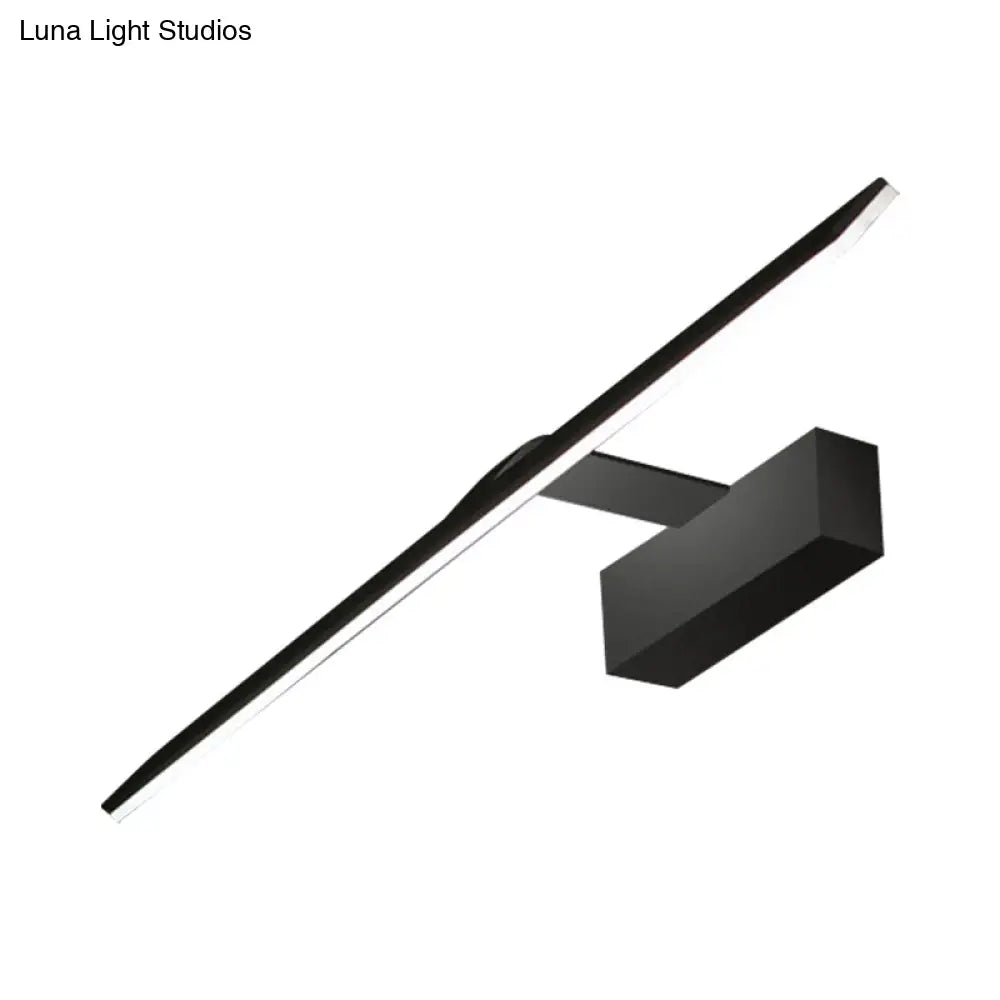 Modern Acrylic Black Led Vanity Wall Sconce - Rectangle Panel Lamp In Warm/White Light