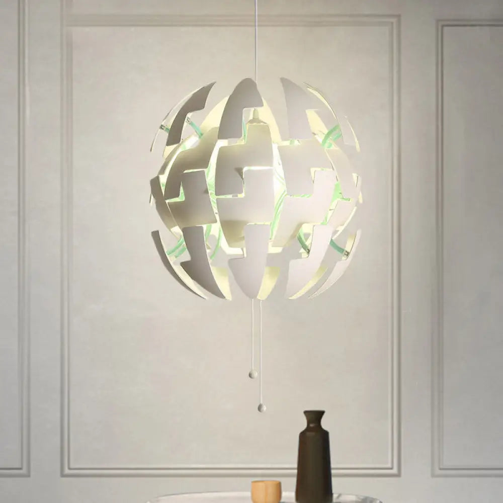 Modern Acrylic Blossom Ceiling Pendant Light With Pull Chain - White Finish