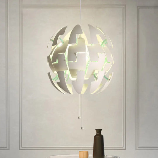 Modern Acrylic Blossom Ceiling Pendant Light With Pull Chain - White Finish