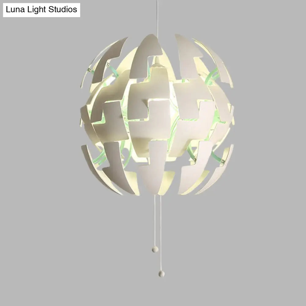 Modern Acrylic Blossom Ceiling Pendant Light With Pull Chain - White Finish