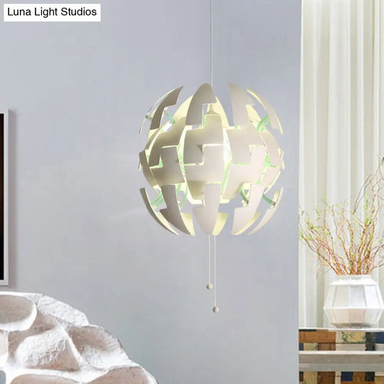 White Acrylic Blossom Pendulum Ceiling Light With Pull Chain - Modernist Style 1-Bulb Fixture