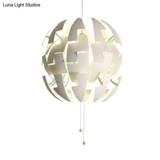 White Acrylic Blossom Pendulum Ceiling Light With Pull Chain - Modernist Style 1-Bulb Fixture