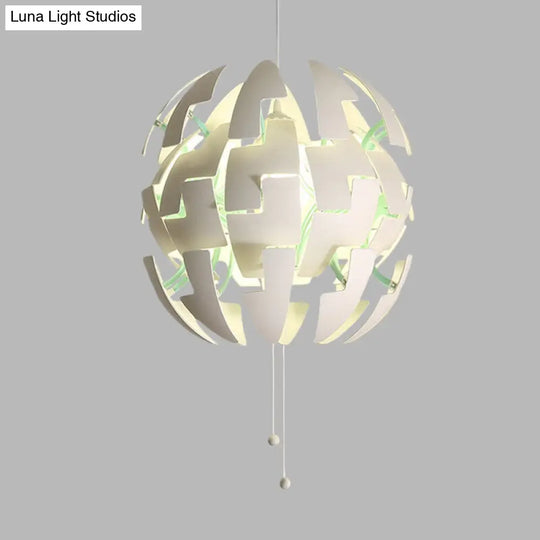 White Acrylic Blossom Pendulum Ceiling Light With Pull Chain - Modernist Style 1-Bulb Fixture