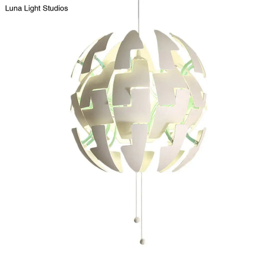 Modern Acrylic Blossom Ceiling Pendant Light With Pull Chain - White Finish