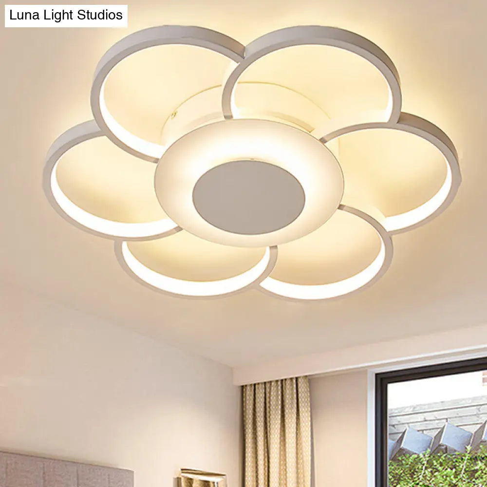 Modern Acrylic Blossom Led Ceiling Light In White For Kid’s Bedroom - Flush Mount Fixture