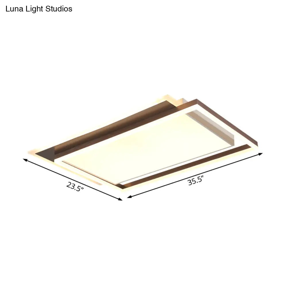 Modern Acrylic Brown Led Flush Light For Bedroom Ceiling - 16’/19.5’/35.5’ Width In Warm/White