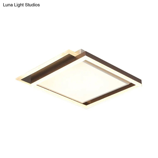 Modern Acrylic Brown Led Flush Light For Bedroom Ceiling - 16/19.5/35.5 Width In Warm/White