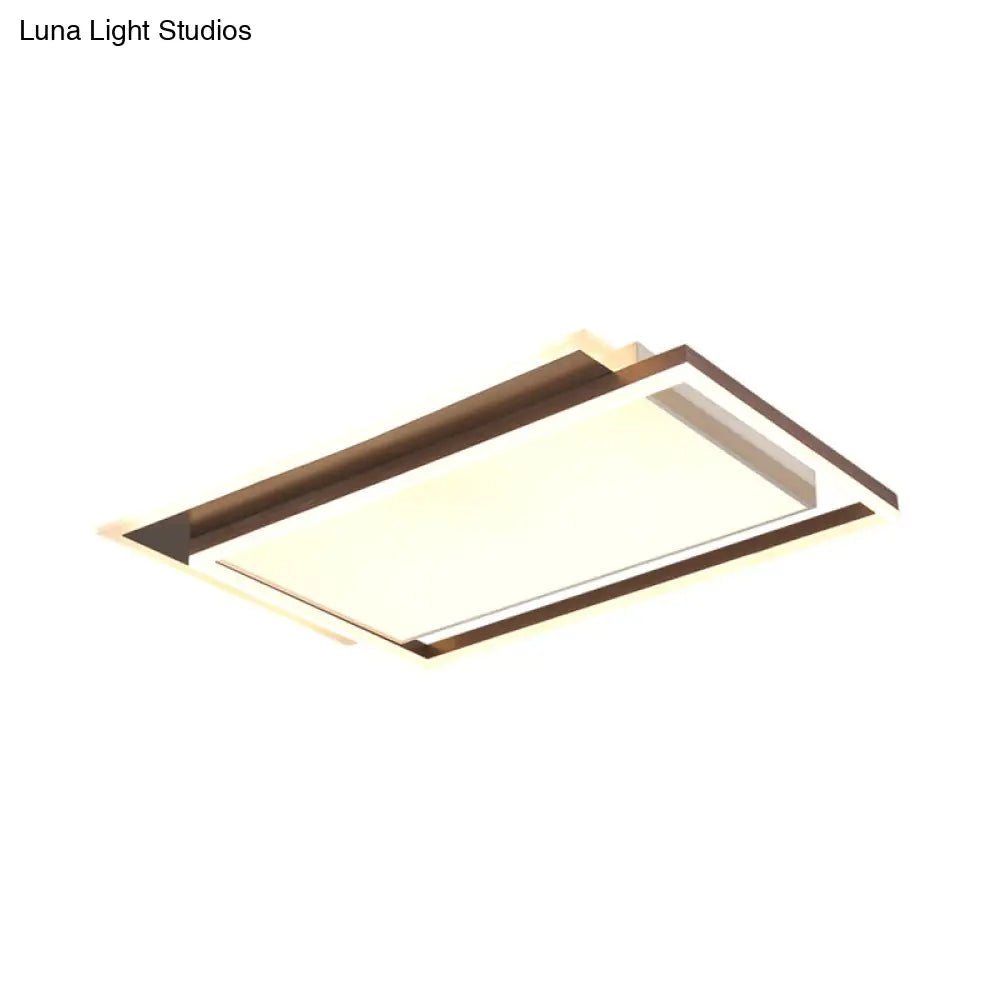 Modern Acrylic Brown Led Flush Light For Bedroom Ceiling - 16/19.5/35.5 Width In Warm/White