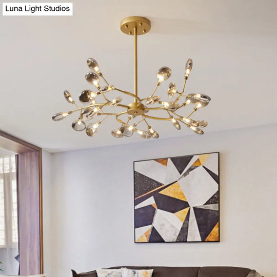 Gold Acrylic Leaf Chandelier With Modern Led Suspension - Perfect For Living Room 30 / Smoke Grey