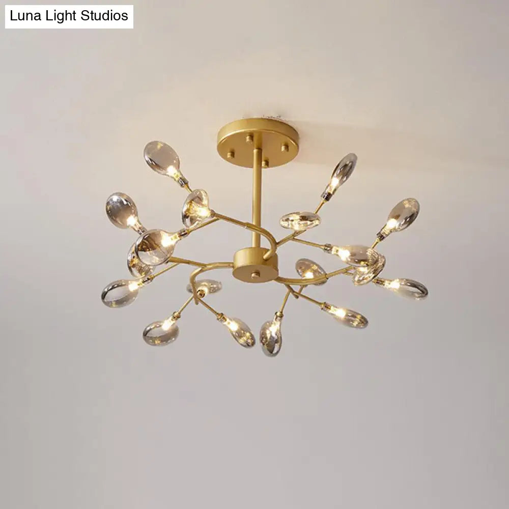 Gold Acrylic Leaf Chandelier With Modern Led Suspension - Perfect For Living Room