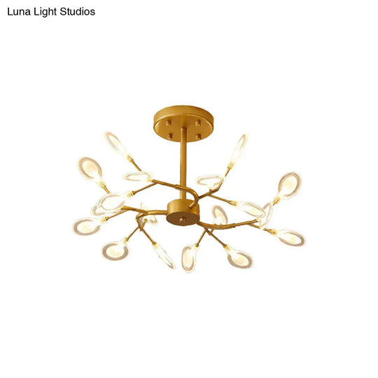 Gold Acrylic Leaf Chandelier With Modern Led Suspension - Perfect For Living Room