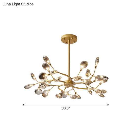 Gold Acrylic Leaf Chandelier With Modern Led Suspension - Perfect For Living Room