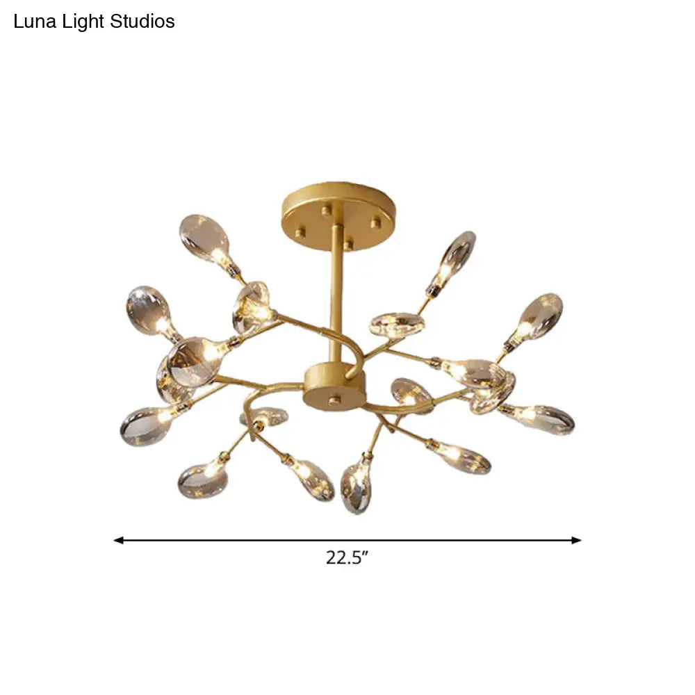 Gold Acrylic Leaf Chandelier With Modern Led Suspension - Perfect For Living Room