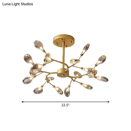 Gold Acrylic Leaf Chandelier With Modern Led Suspension - Perfect For Living Room