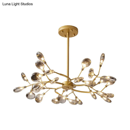 Gold Acrylic Leaf Chandelier With Modern Led Suspension - Perfect For Living Room