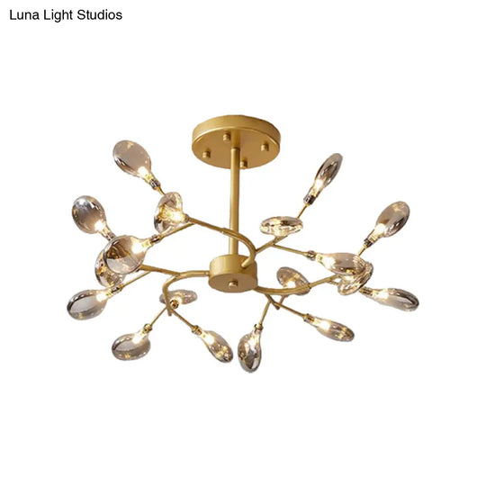 Gold Acrylic Leaf Chandelier With Modern Led Suspension - Perfect For Living Room 18 / Smoke Grey