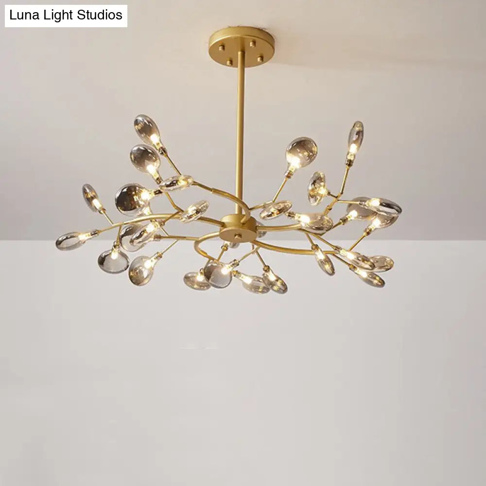 Gold Acrylic Leaf Chandelier With Modern Led Suspension - Perfect For Living Room