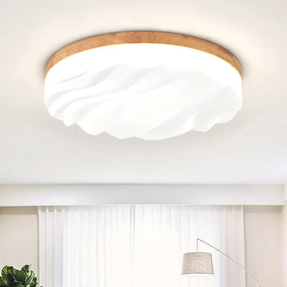 Modern Acrylic Ceiling Flush Mount Light In White For Foyer Hallway - Cake Shape Fixture / 16.5’