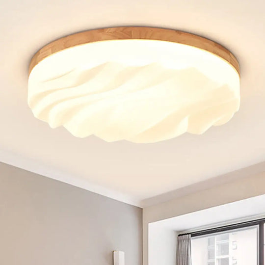 Modern Acrylic Ceiling Flush Mount Light In White For Foyer Hallway - Cake Shape Fixture / 16.5’