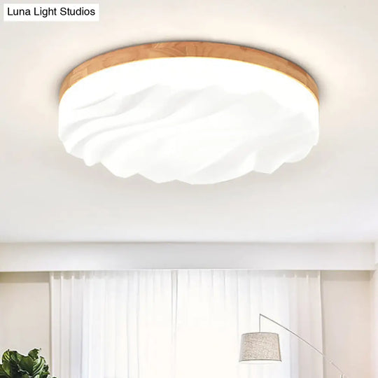 Modern Acrylic Ceiling Flush Mount Light In White For Foyer Hallway - Cake Shape Fixture / 16.5