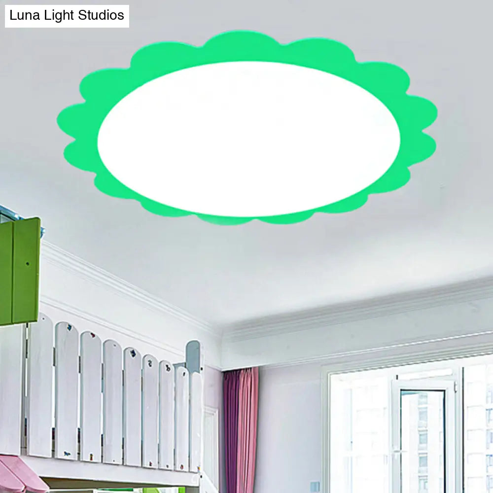 Modern Acrylic Ceiling Lamp For Study Rooms - Flower Design With Eye-Caring Light Green / White