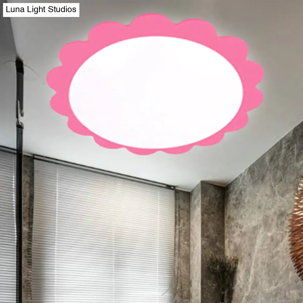 Modern Acrylic Ceiling Lamp For Study Rooms - Flower Design With Eye-Caring Light Pink / White