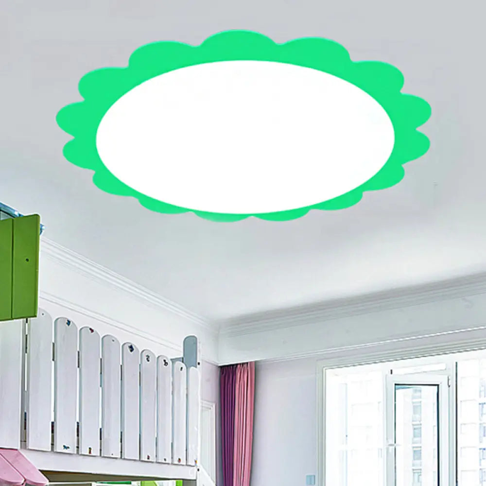 Modern Acrylic Ceiling Lamp For Study Rooms - Flower Design With Eye-Caring Light Green / White