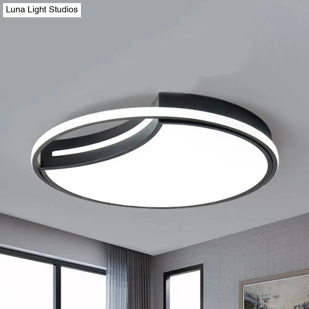 Modern Acrylic Ceiling Lamp: Incomplete Circle Design Stylish Mount Light For Foyer Black / White