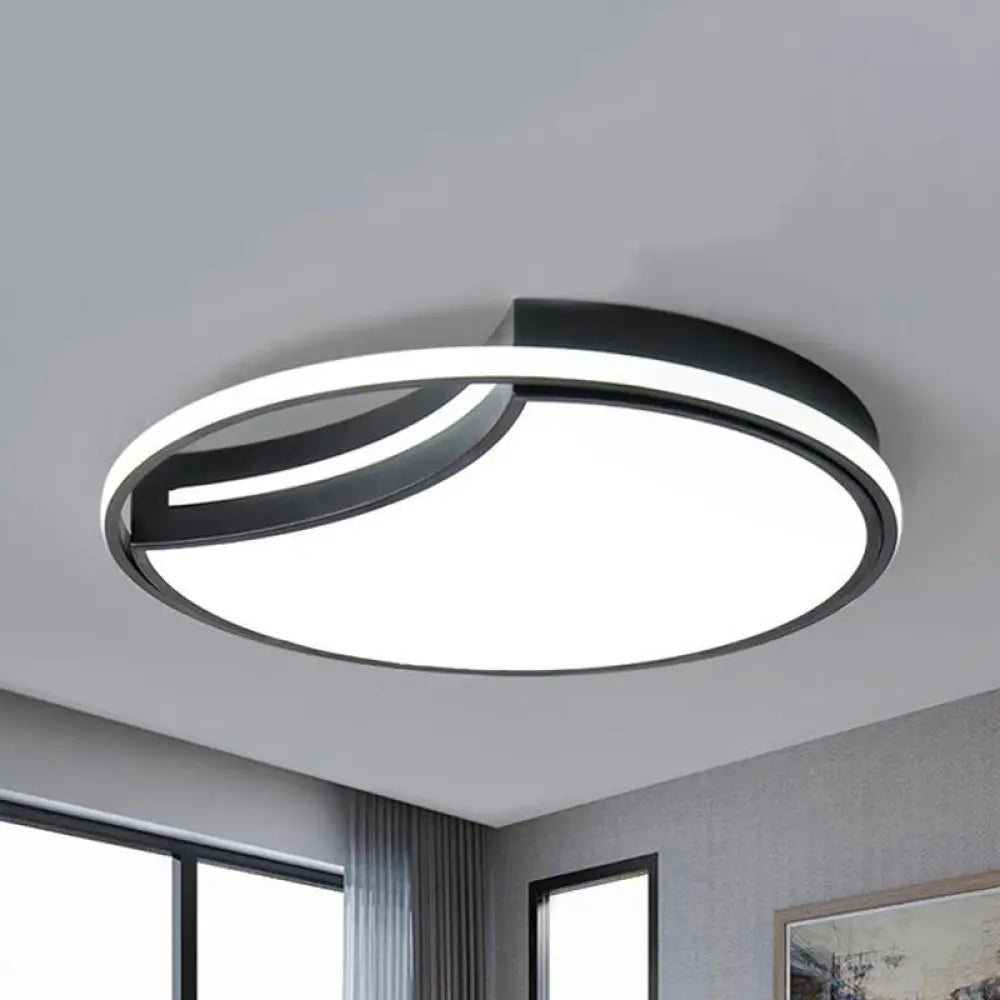 Modern Acrylic Ceiling Lamp: Incomplete Circle Design Stylish Mount Light For Foyer Black / White