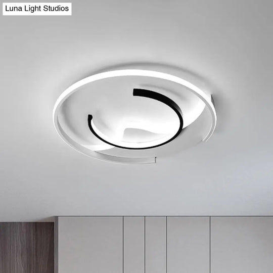 Modern Acrylic Ceiling Light: Semi-Circle Shape In Black & White Flush Mounted With Led