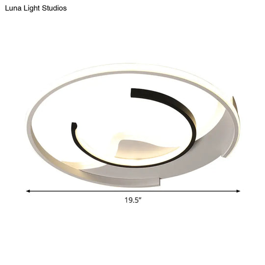 Modern Acrylic Ceiling Light: Semi-Circle Shape In Black & White Flush Mounted With Led