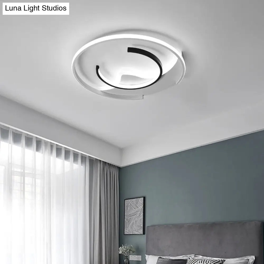 Modern Acrylic Ceiling Light: Semi-Circle Shape In Black & White Flush Mounted With Led