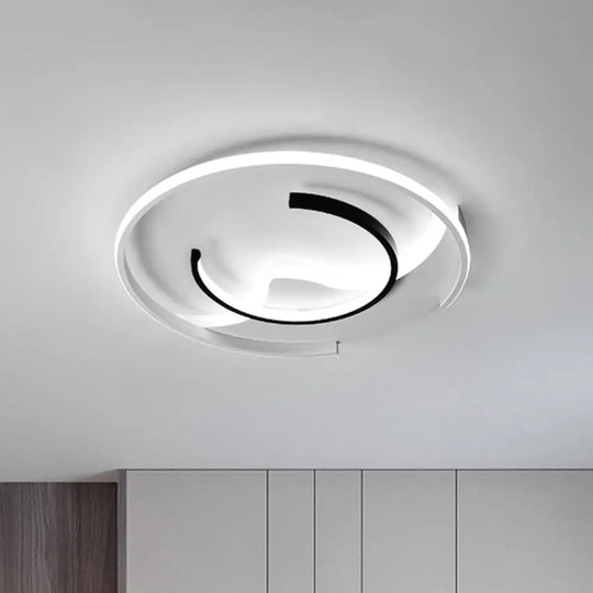 Modern Acrylic Ceiling Light: Semi - Circle Shape In Black & White Flush Mounted With Led Remote -