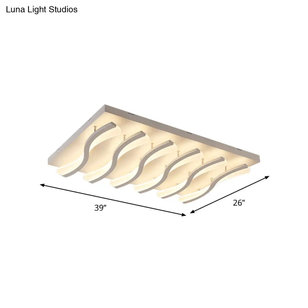 Modern Acrylic Ceiling Light: Square/Rectangle 4/6/7-Light Flush Mounted Warm/White Led