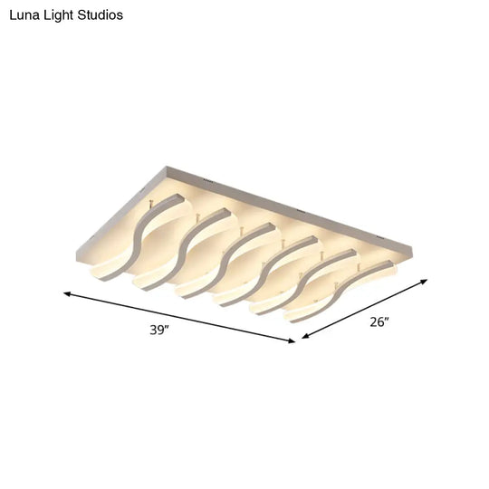 Modern Acrylic Ceiling Light: Square/Rectangle 4/6/7-Light Flush Mounted Warm/White Led