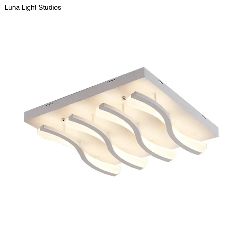 Modern Acrylic Ceiling Light: Square/Rectangle 4/6/7-Light Flush Mounted Warm/White Led