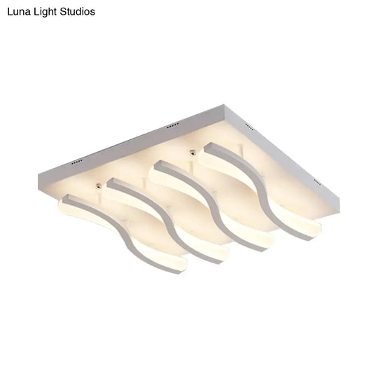 Modern Acrylic Ceiling Light: Square/Rectangle 4/6/7-Light Flush Mounted Warm/White Led