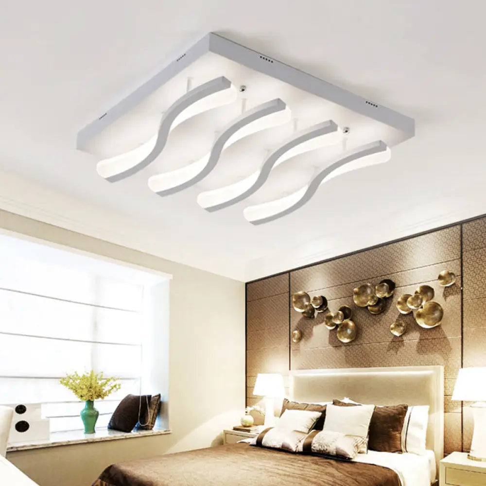 Modern Acrylic Ceiling Light: Square/Rectangle 4/6/7-Light Flush Mounted Warm/White Led 4 / White