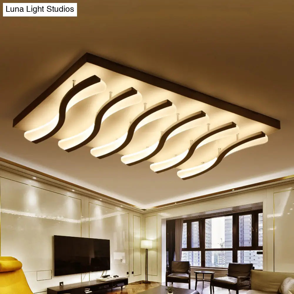 Modern Acrylic Ceiling Light: Square/Rectangle 4/6/7-Light Flush Mounted Warm/White Led