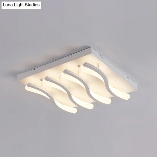 Modern Acrylic Ceiling Light: Square/Rectangle 4/6/7-Light Flush Mounted Warm/White Led