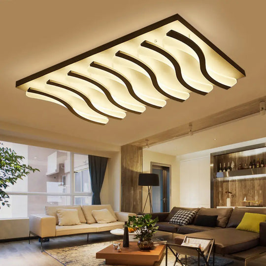 Modern Acrylic Ceiling Light: Square/Rectangle 4/6/7-Light Flush Mounted Warm/White Led 7 / White