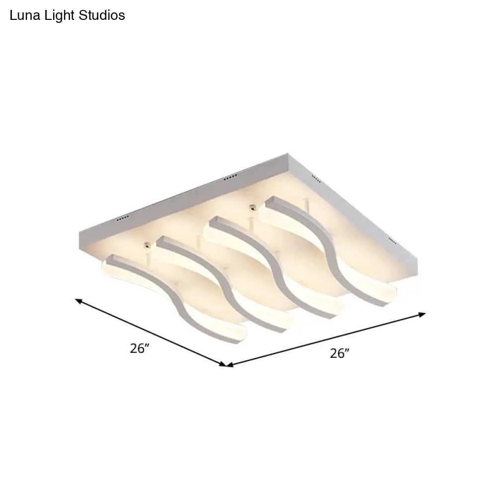 Modern Acrylic Ceiling Light: Square/Rectangle 4/6/7-Light Flush Mounted Warm/White Led