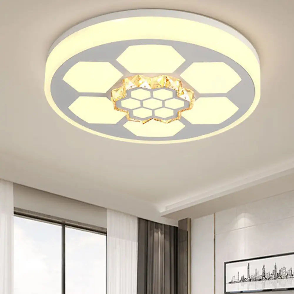 Modern Acrylic Ceiling Mount Light In White With Multi-Color Led Lighting And Crystal Accent / 3