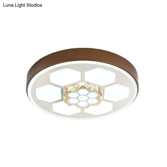 Modern Acrylic Ceiling Mount Light In White With Multi-Color Led Lighting And Crystal Accent