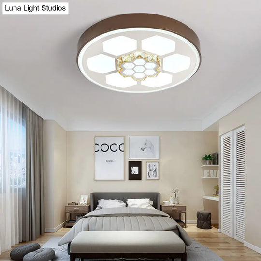 Modern Acrylic Ceiling Mount Light In White With Multi-Color Led Lighting And Crystal Accent