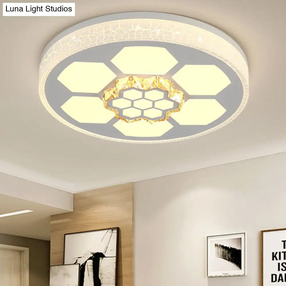 Modern Acrylic Ceiling Mount Light In White With Multi-Color Led Lighting And Crystal Accent / 3