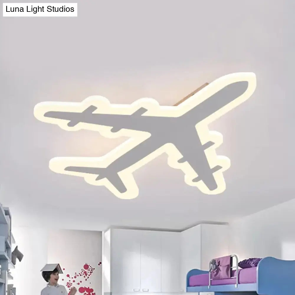 Modern Acrylic Ceiling Mount Light: Plane Design For Kids Bedroom