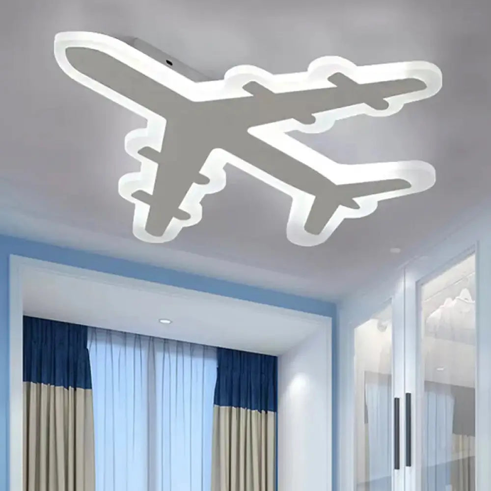 Modern Acrylic Ceiling Mount Light: Plane Design For Kids Bedroom White /